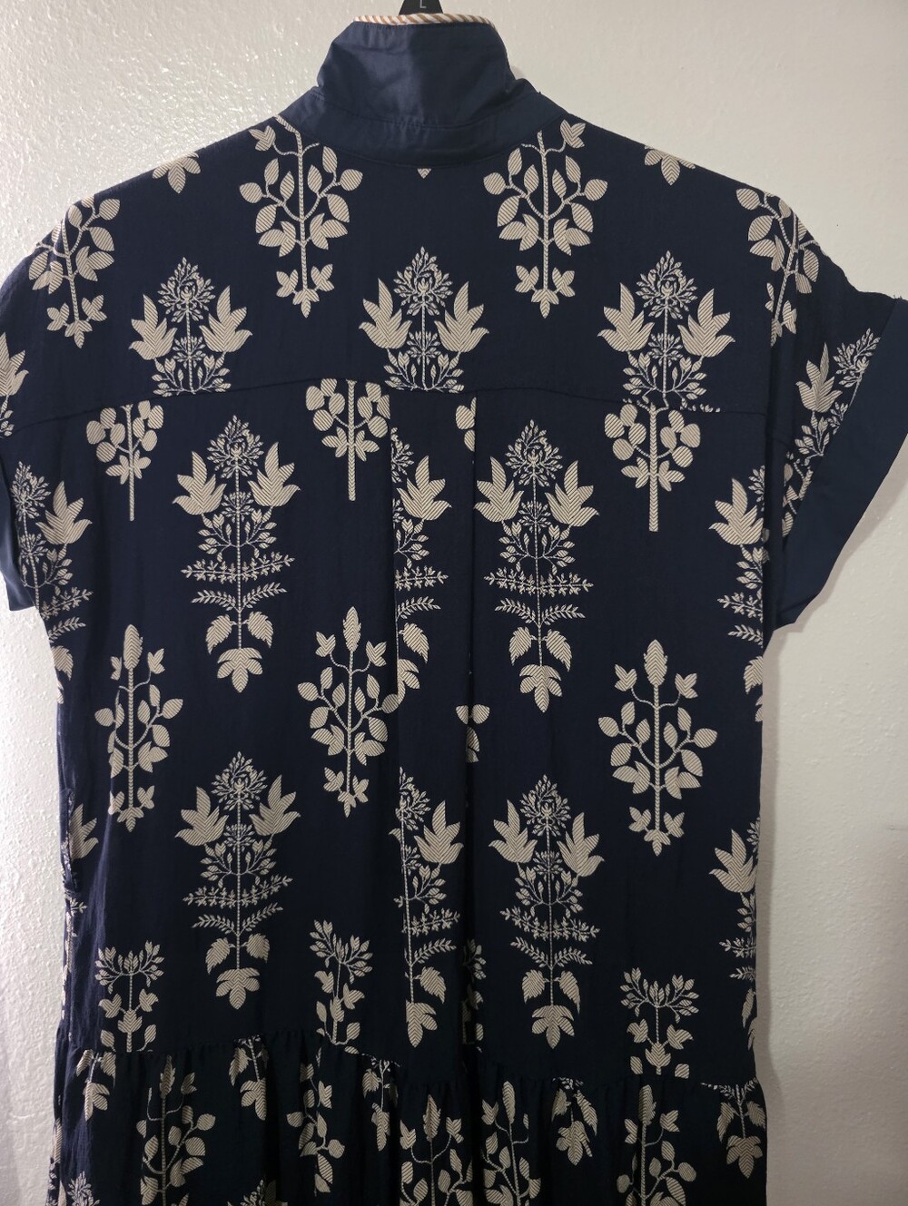 Navy Floral Button-Front Midi Dress - Picture 4 of 7